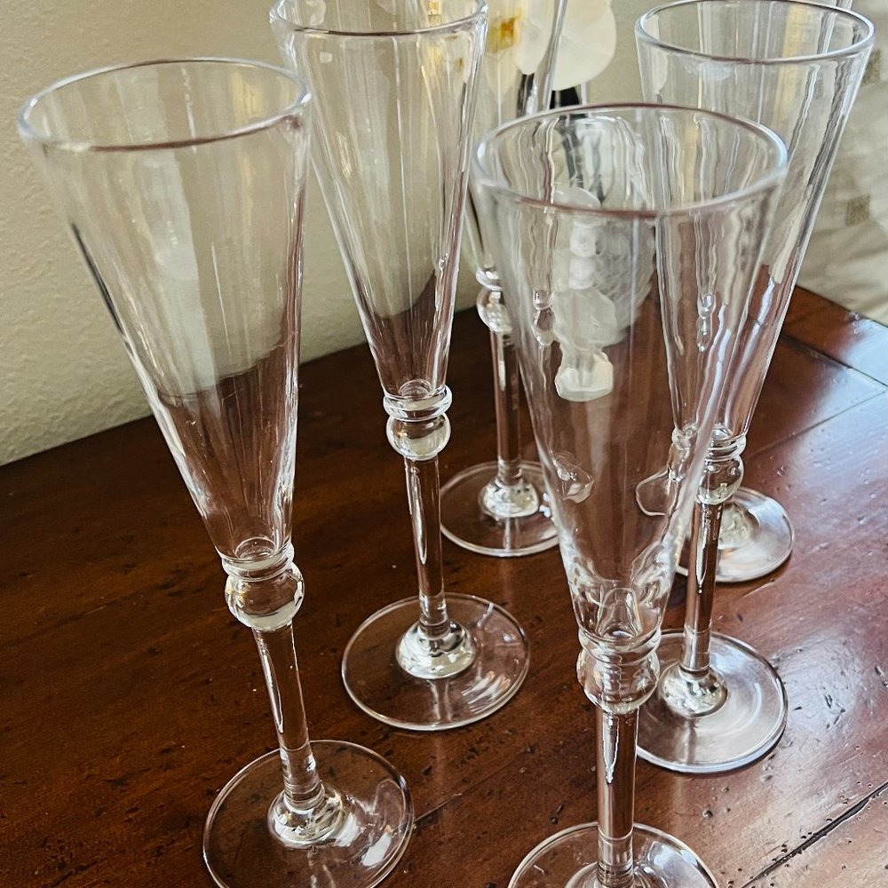 SIMON PEARCE "HARTLAND" CHAMPAGNE FLUTES (NEW)